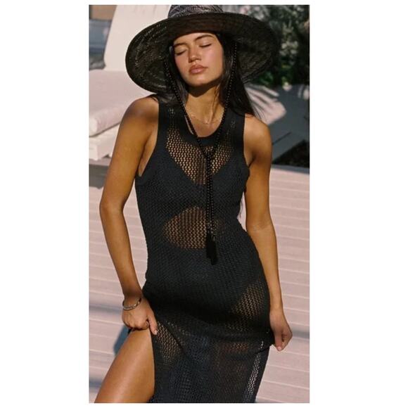 Beach Riot Holly Rose Sheer Open Knit Cover-Up Dress Size Medium